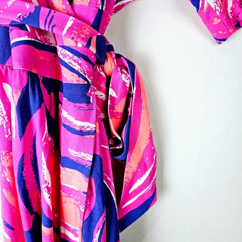 Lilly Pulitzer Amoritta Wrap Dress in Bomber Blue Plume, Bright Colors, Size S - Picture 6 of 10